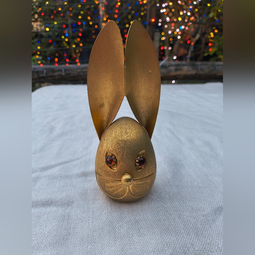 Vintage Napier Gold Tone Rabbit Bank
